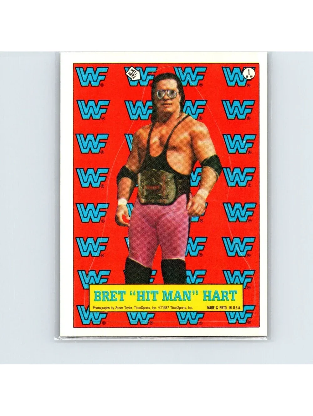 1987 Topps WWF Bret Hart #1 Stickers